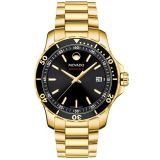 Movado 2600145 Serie 800 Schwarz Zifferblatt Gelbgold PVD Herreuhr