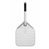 Hendi - Pizzaschaufel mit kurzem Griff, quadratisch, perforiert Aluminium - Ø30 x 66cm