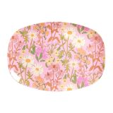 Rice Melamin Teller Oval Daisy Dearest Pink Blumen Muster Melaminteller