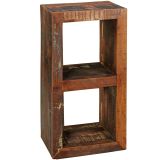 FineBuy Bücherregal KALKUTTA 45 x 35 x 90 cm, Massivholz Regal mit 2 Ebenen, Cube Beistelltisch Wohnzimmer, Standregal Shabby-Chic