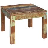 FineBuy Couchtisch KALKUTTA 60 x 47 x 60 cm, Massivholz Beistelltisch Shabby-Chic, Wohnzimmer Tisch aus Bootsholz, Sofatisch quadratisch