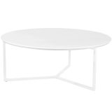 FineBuy Design Couchtisch 80 cm Rund Weiß Matt lackiert, Moderner Wohnzimmertisch MDF Holz, Lounge Sofa Tisch Metall Gestell