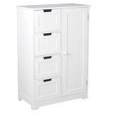 FineBuy Design Badschrank PATTI Landhaus-Stil MDF-Holz 56 x 83 x 30 cm weiß, Badezimmerschrank klein 4 Schubladen & 1 Tür, Beistellschrank Mehrzweckschrank
