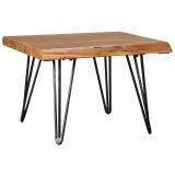 FineBuy Design Couchtisch Massivholz Tisch Baumkante 56 x 38 x 51 cm, Sheesham Holztisch mit Metallbeinen, Wohnzimmertisch im rustikalen Landhausstil