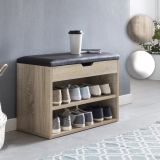 FineBuy Schuhbank mit Sitzfläche Garderoben-Bank Holz 60 x 40 x 30 cm, Holzbank klein gepolstert, Sitzbank schmal Flur mit Stauraum, Truhenbank Schuhtruhe Flurmöbel