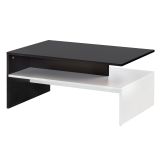 FineBuy Wohnzimmertisch 90 x 43 x 60 cm mit Ablage Holz Schwarz / Weiß, Design Wohnzimmer Couchtisch Zweiteilig mit Stauraum, Sofatisch Eckig Kaffeetisch Modern, Loungetisch Groß & Hoch