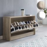 FineBuy Schuhbank SPLIT mit Sitzfläche Schuhkipper Holz 80 x 47 x 24 cm, Flurbank klein geschlossen, Sitzbank schmal Flur mit Stauraum, Schuhschrank einzeln Garderobenbank Bank Flurmöbel