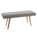 FineBuy Sitzbank Stoff / Massivholz Bank grau 117x51x38 cm im Retro Stil, 2er Polsterbank Flur, Gepolsterte Stoffbank Esszimmer braun, Kleine Bettbank Baumwolle, Flurbank Dielenmöbel schmal