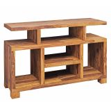 FineBuy Sideboard Sheesham Massivholz 115 x 76 x 40 cm Landhaus-Stil, Fernseh-Kommode mit Staufächern, TV-Schrank Anrichte Echt-Holz mit 4 Standbeinen