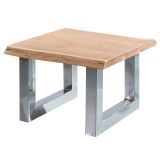 FineBuy Couchtisch 58 x 40 x 60 cm Akazie massiv Holz Metallgestell braun, Baumstamm Wohnzimmertisch Massivholz klein, Baumkante Sofatisch Landhaus Holztisch, Tisch Wohnzimmer Stubentisch