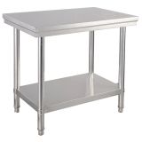 Costway Edelstahl Küchentisch Arbeitstisch Gastro Tisch mit Zwischenbord 92x61x90cm