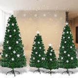 Costway Christbaum LED 150 cm Künstlicher Weihnachtsbaum mit Glasfaser-Farbwechsler Grün-150 cm