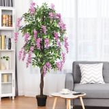 Costway Kunstpflanze Verwendbare Künstliche Palme Kunstbaum 180 cm Rosa
