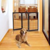 Costway Treppengitter Klappbares Hund Absperrgitter Türschutzgitter 160 x 1,2 x 76 cm Braun