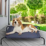 Costway Hundebett Garten Hundeliege Liegeplatz draußen Hundesofa Grau 110 x 80 x 18 cm Metall