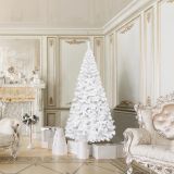 Costway Weihnachtsbaum Künstlicher Tannenbaum Christbaum mit Metallständer 150-240 cm Weiß-210 cm