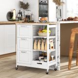 Costway Küchenwagen Rollbare Kücheninsel Servierwagen mit 2 Ebenen Lagerregal Weiß 67 x 37 x 82,5 cm