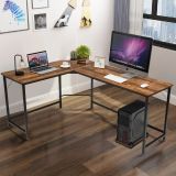 Costway L-Form Computertisch PC Eckschreibtisch Winkelschreibtisch Schwarz/Natur 168 x 125 x 74 cm-Kaffee