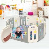 Costway Faltbares Laufgitter mit 12 Panels Baby Laufstall tragbarer Spiellzaun