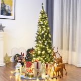 Costway 200 cm Schmaler Weihnachtsbaum mit Warmweißen LEDs Künstlicher Tannenbaum Grün