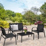 Costway 4-teiliges Terrassenmöbelset Terrassenmöbel Gartenmöbel Garten Lounge Set Sitzgruppe Sitzgarnitur Schwarz