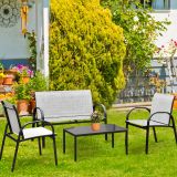 Costway 4-teiliges Terrassenmöbelset Balkon Terrasse Set Gartengarnitur Gartenmöbel Grau