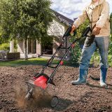 Costway Elektrische Bodenfräse und Grubber Elektro Bodenhacke Bodenfräse Gartenfräse rot und schwarz