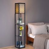 Costway 160x26x26cm Standleuchte Regal Moderne Innenbeleuchtung mit 3-Ebenen Bodenlampe