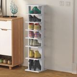 Costway Schuhregal aus Holz Schuhständer 8-stöckig Schuh-Organizer vertikal Lagerregal Weiß