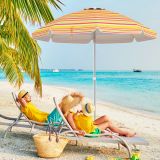 Costway Strandschirm mit Verankerung Sonnenschirm Marktschirm Gartenschirm neigbar für Outdoor Rot + Gelb