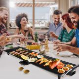 Costway 1800 W Elektrische Grillplatte Indoor BBQ Grill Verstellbare Temperatur 90 x 23 cm Schwarz