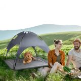 Costway Hundebett mit Baldachin Hundeliege Garten Haustierbett und Zelt 105 x 87 x 89 cm Grau