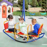 Costway 3 Sitzer Schaukelwippe Kinderwippe mit Griffen belastbar Kinderwippe Metall 136 x 39 x 60 cm Bunt