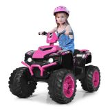 Costway 12V Elektro Kinderquad mit Scheinwerfer Mini Elektroquad mit Musik & Hupe Rosa
