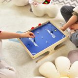 Costway Magnetischer Mini Kickertisch mit 2 Bällen & 2 magnetischen Griffen für 2 Spieler Natur+Blau