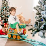 Costway 6V Elektrischer Kinderzug zum Aufsitzen mit 16 Schienenstücken für Kinder ab 3 J. Blau