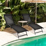 Costway 2er Set 5-Position Verstellbare Terrasse-Lounges mit Atmungsaktivem Sitz für Outdoor Schwarz