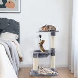 Costway Mehrstöckiger Kratzbaum Weich Umwickelter Katzenbaum mit Gemütlicher Hängematte Grau