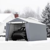 Costway Garagenzelt 290 x 490 cm Großer Carport Zeltgarage mit Türen Autounterstand für SUV Boot Grau