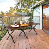 Costway Campingtisch Klappbarer Picknicktisch mit Tragetasche Aufrollbarer Bambustisch 122 x 60 x 43,5 cm Kaffee