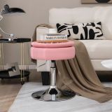 Costway Schminkhocker mit Stauraum um 360° Drehbarer Hocker aus Kunstleder Rosa