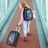 Costway 2 tlg Kinderkoffer + Rucksack Kindertrolley aus Kunststoff Kinder Kofferset Weltraum-Dinosaurier