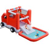 Costway Kinder-Wasserrutsche im Feuerwehr-Stil mit Planschbecken 564 x 268 x 212 cm
