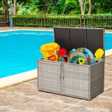Costway Terrassenbox aus Rattan mit 335 L Kapazität 115 x 60 x 65 cm Grau