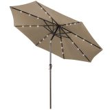 Costway LED Beleuchtung Ampelschirm rund Sonnenschirm Solarbetrieben Gartenschirm Kurbel-braun-ø 3M