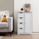 Costway Badezimmerschrank mit 4 Schubladen & 1 Magnetischer Türverschluss Badschrank Weiß