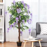 Costway Kunstpflanze Verwendbare Künstliche Palme Kunstbaum 150 cm Lila