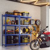 Costway 4 Ebenen Lagerregal mit Metallrahmen Schwerlastregal bis 720kg belastbar Metallregal Blau