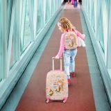 Costway Kindergepäck Meerjungfrau Reisekoffer Kinderkoffer Set mit Rucksack Rosa