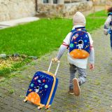 Costway 2tlg. Kinderkoffer + Rucksack aus Kunststoff Kindertrolley Kindergepäck Astronauten